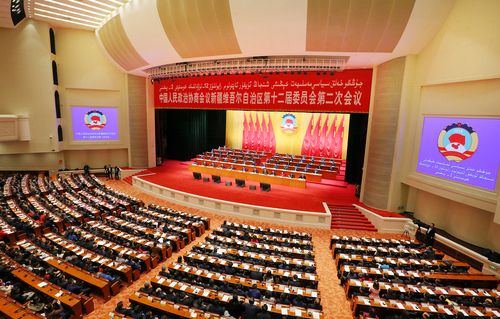 １月１７日，自治區(qū)政協(xié)十二屆二次會(huì)議在新疆人民會(huì)堂閉幕。圖為會(huì)議現(xiàn)場(chǎng)。本報(bào)記者 李瑞攝